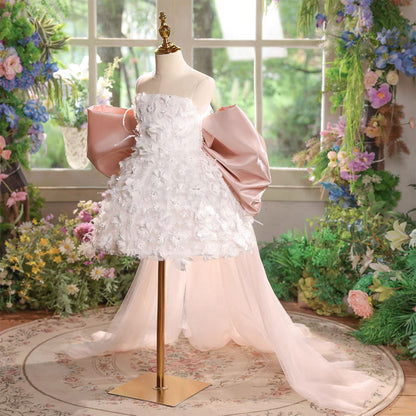 Luxury Big Bow Princess Girl Dress for Birthday Party Prom J513