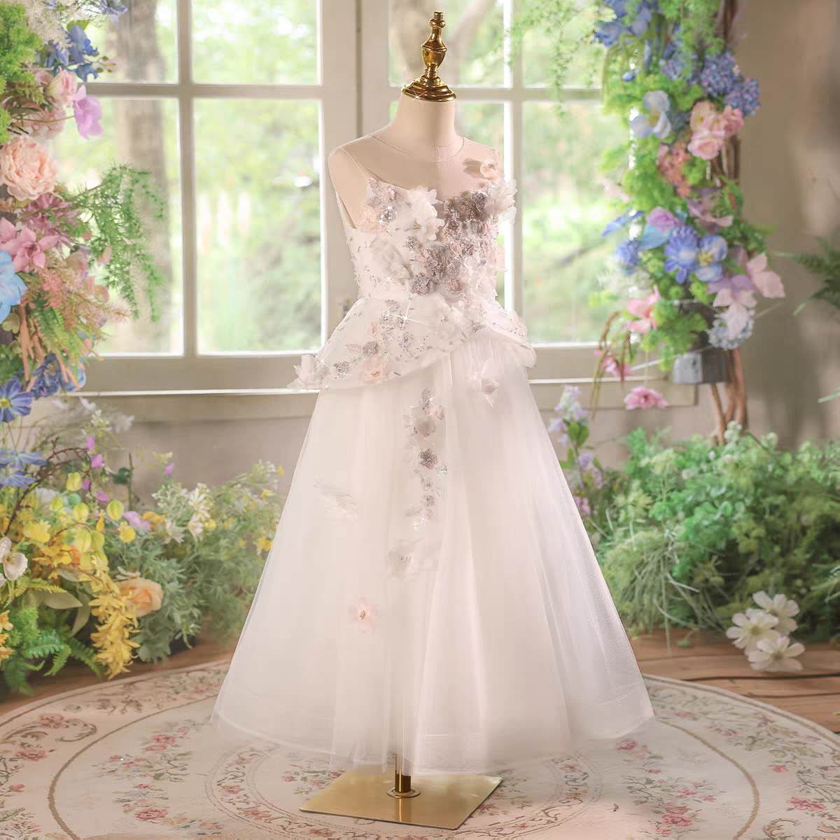 Charming White Princess Dress for Flower Girl Pageant D192