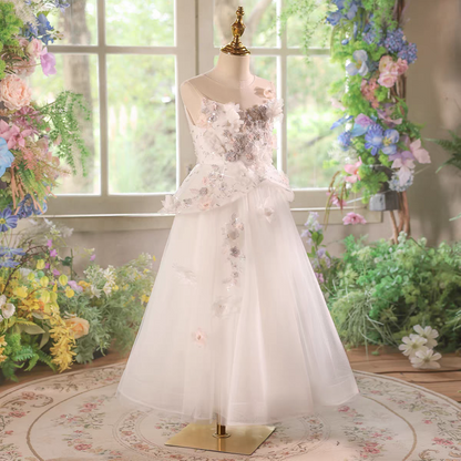 Charming White Princess Dress for Flower Girl Pageant D192